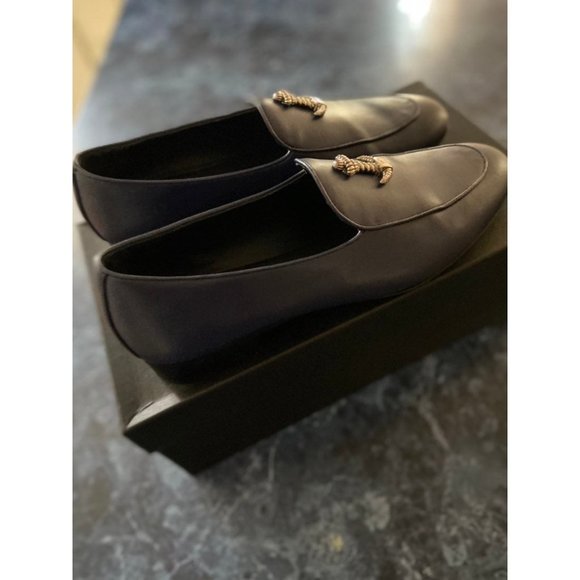 Giuseppe Zanotti Navy Loafers with Gold Anchor Detail - Picture 5 of 10